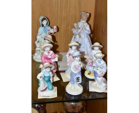 SEVEN COALPORT LIMITED EDITION OF 7500 FIGURES FROM THE FAYE WHITTAKER COLLECTION, comprising 'Ready to Fly' No 296, 'Sunday 