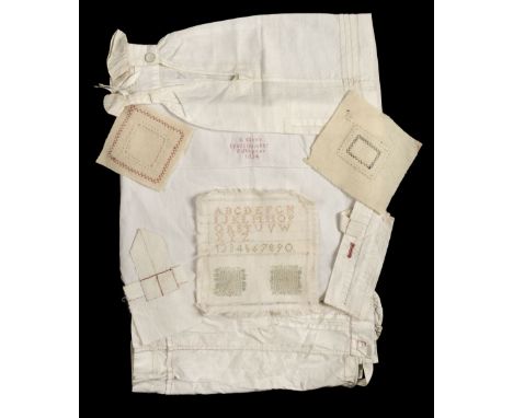 * Needlework. Specimens of juvenile handiwork, 19th-early 20th century, comprising: a finely-stitched white cotton lawn shirt