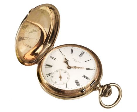 * Pocket Watch. Edwardian 14K gold pocket watch by J. Barth &amp; Fils, Geneva, the circular white enamel dial with black Rom