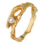 Lapponia 18K yellow gold ‘Diamond pond’ ring by Björn Weckström set with approx. 0.02 ct. diamond