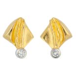 18K Lapponia yellow gold earrings set with approx. 0.06 ct. diamonds