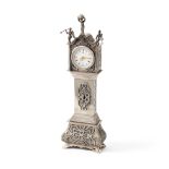 Miniature grandfather clock (large model), H. Hooijkaas, Schoonhoven 1974, silver