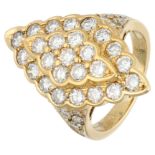 18K yellow gold navette ring set with approx. 2.35 ct. diamond