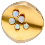 14K Finnish design yellow gold brooch with opal by Heikki Kaksonen