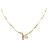 18K yellow gold necklace set with approx. 1.14 ct. diamond