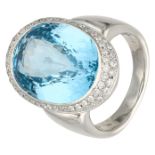 18K White gold ring with synthetic aquamarine and diamonds