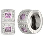 18K White gold creole set with approx. 0.64 ct. diamond and sapphire