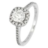 18K white gold shoulder ring set with approx. 0.80 ct. diamond, GIA certified