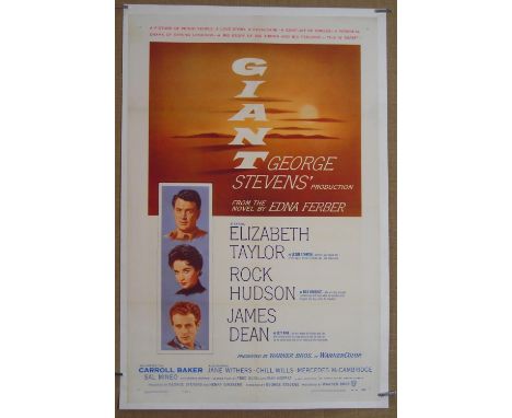 Giant (1956) US One sheet film poster, starring Elizabeth Taylor, Rock Hudson and James Dean, linen backed, 27 x 41 inches. C