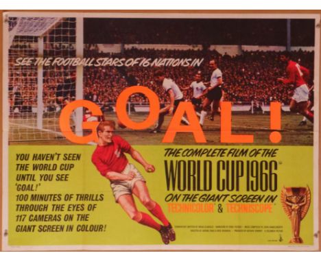 Goal! World Cup 1966 (1966) British Quad film poster, documentary film bringing the complete football match to the public in 