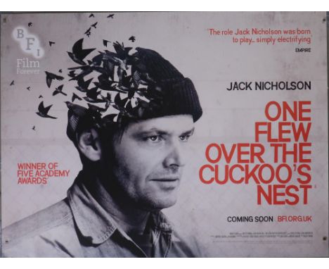 One Flew Over the Cuckoo's Nest (1975) British Quad film poster, 2017 BFI re-release, directed by Milos Forman and starring J