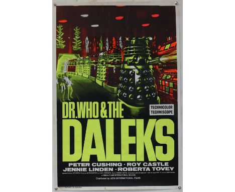 Dr. Who & The Daleks (R) UK One sheet film poster, starring Peter Cushing, Lion International, rolled, 27 x 40 inchesConditio