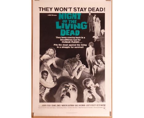 Night of the Living Dead (1968) US One sheet film poster, landmark zombie movie directed by George A Romero, linen backed, 27