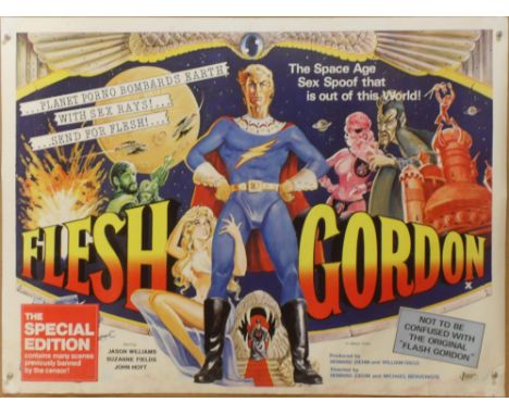 Flesh Gordon (1974) British Quad film poster, directed by Howard Ziehm and Michael Benveniste, folded, 30 x 40 inches.Conditi