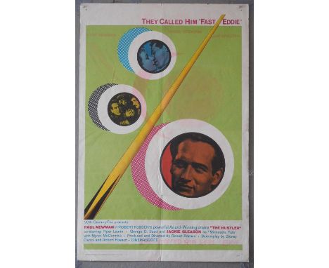 The Hustler (R-1964) US One sheet film poster, starring Paul Newman, Jackie Gleason and Piper Lauriee, folded, 27 x 41 inches