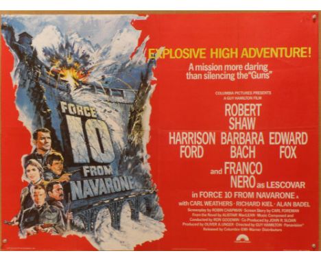 Force 10 from Navarone (1978) British Quad film poster, directed by Guy Hamilton and starring Harrison Ford and Robert Shaw, 