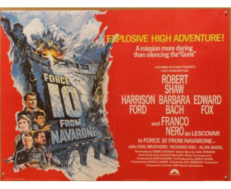 Force 10 from Navarone (1978) British Quad film poster, directed by Guy Hamilton and starring Harrison Ford and Robert Shaw, 