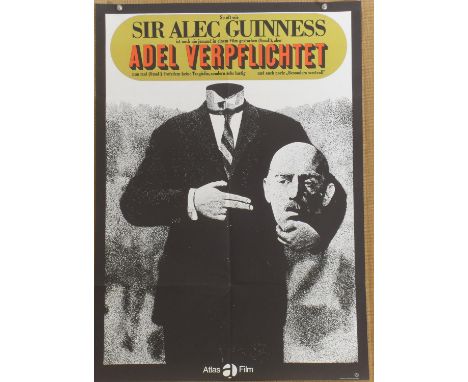 Kind Hearts and Coronets (1949) East German film poster, Ealing Comedy starring Alec Guinness, folded, 24 x 33 inches.Conditi