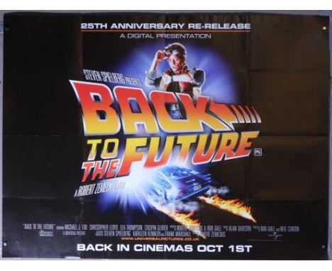Back to the Future (R-2010) British Quad film poster, directed by Robert Zemeckis and starring Michael J Fox and Christopher 