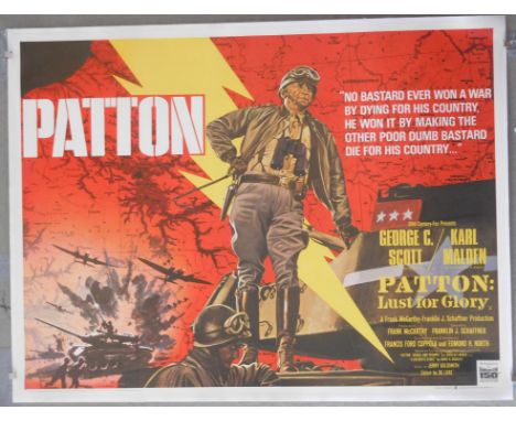 Patton Lust for Glory (1970) British Quad film poster, starring George C Scott and Karl Malden, linen backed, 30 x 40 inches.