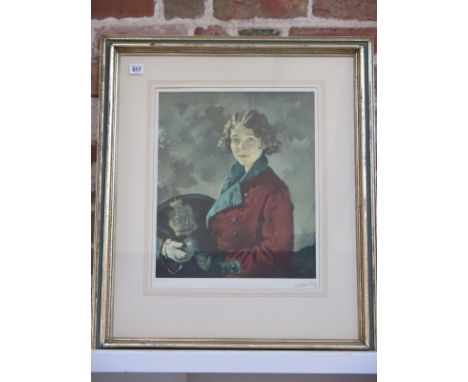 William Orpen print - The Roscommon Oragon - a portrait of Mrs Vera Hone - signed in pencil b artist - from a limited edition