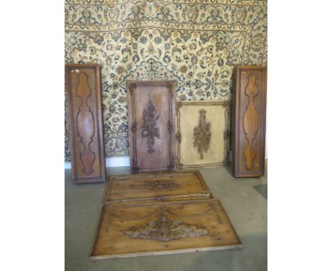 Four decorative panels and a pair of shelf side panels - 1 x 121cm x 62cm  -  2 x 118cm x 60cm and another 76cm x 92cm 