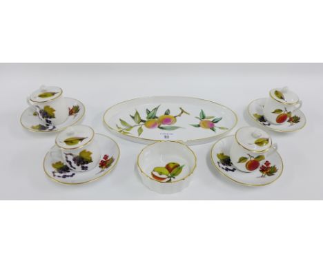 Quantity of Royal Worcester 'Evesham' patterned table wares, to include custard cups, saucers and two serving dishes, (a lot)