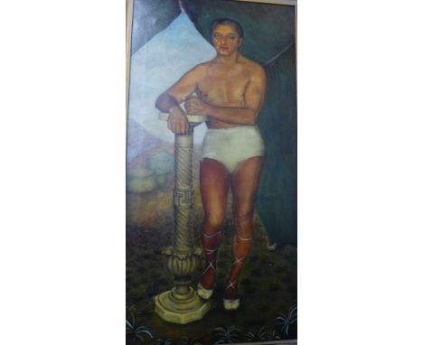 A.C. Zinni  Full length portrait of a Theatrical Gent, Oil-on-Canvas,  signed, in a large giltwood frame, 220 x 100cm 