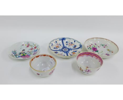 &nbsp;Collection of Chinese famille rose porcelain table wares to include to include three saucers, a&nbsp;teabowl and a smal