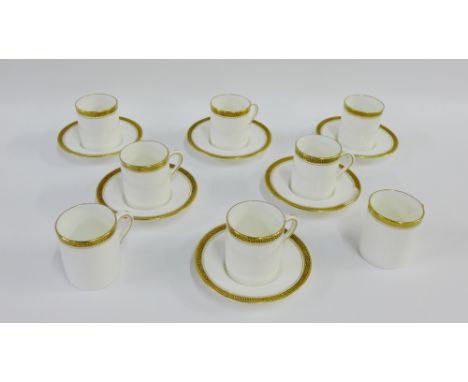 Hammersley &amp; Co white glazed coffee set with gilt Greek Key border
