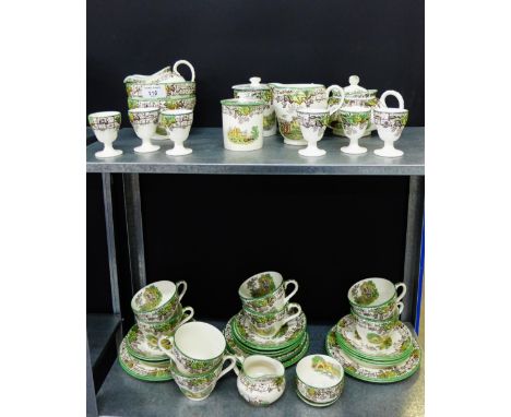 Quantity of Copeland Spode's Byron table wares to include cups, saucers, side plates, teapot, egg cups, jam jars, bowls etc.,