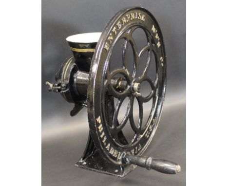 A 19th Century American cast iron coffee grinder by "The Enterprise M'F'G Co. of Philadelphia No. 2570"