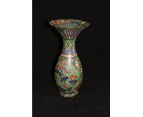 A 19th Century Chinese cloisonne vase decorated with panels of flowers, 37.6 cm high CONDITION REPORTS Cloisonne is damaged a