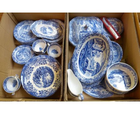 Two boxes of Spode Italian pattern tableware including plates, bowls, dishes, lidded tureen etc (2)