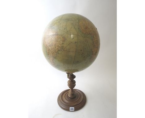 A large Erd Globus 36cm terrestrial table globe by Ludwig Julius Heymann goegraphisch artistische anstalt, Berlin designed by