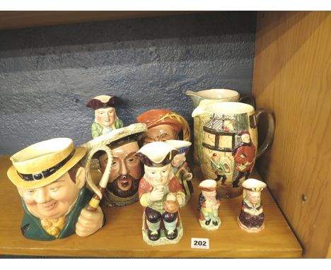 A collection of Beswick Shakespeare character jugs and Toby jugs (10)