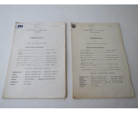 Radio/Theatre interest, two 1970s radio scripts for The Navy Lark, series twelve, No 3 and No 4, issued to Tenniel Evens who 