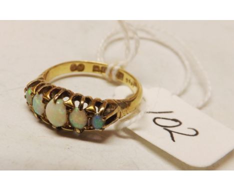 18ct gold five stone opal ring approx size 'N'    