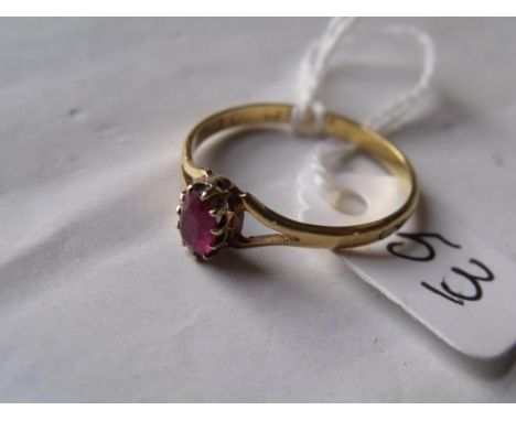 22ct gold oval ruby solitaire ring 2g approx size 'R'   