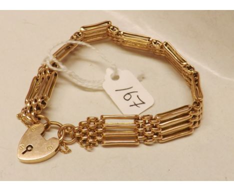 9ct four bar gate bracelet 16.7g     
