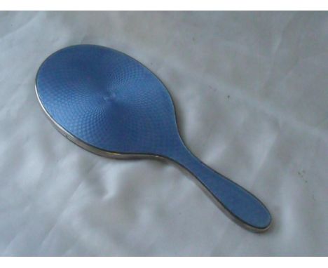 Hand mirror with blue enamel back and handle London 1923 by C.D.        