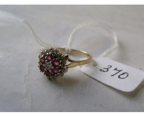 9ct ruby & diamond cluster ring     