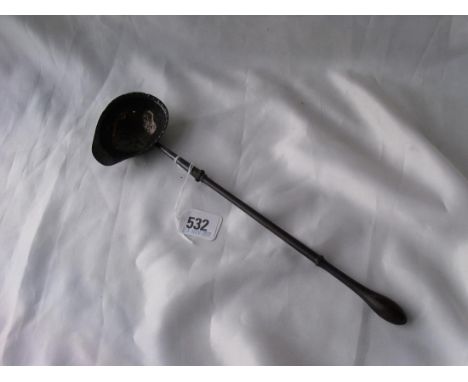 Georgian toddy ladle with turned wooden handle 12" long Lon 1777        
