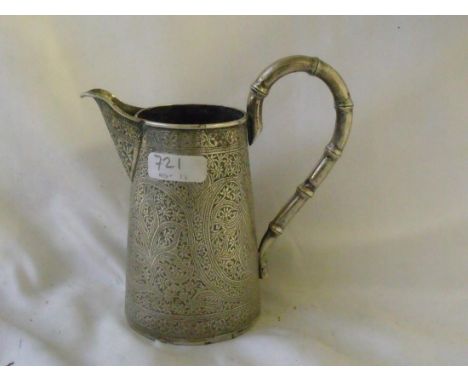 Chinese silver jug with bamboo style handle 6” high 260g  