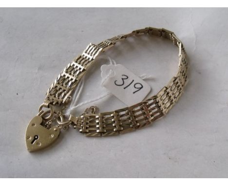 9ct five bar gate bracelet 14.9g     
