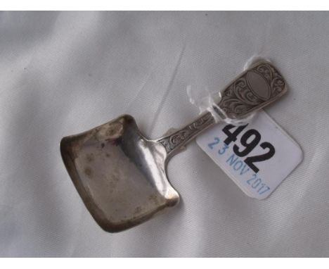 Victorian fiddle pattern caddy spoon Birm by GU   