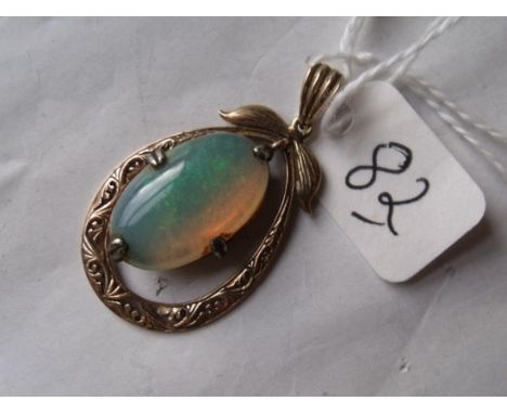 Antique opal fancy mounted pendant  3cm long 4.2g inc  