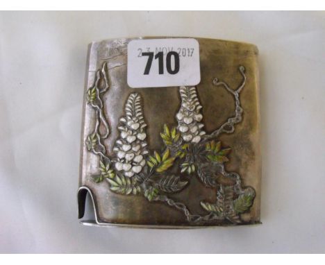 Chinese and enamel decorated cigarette case 3¼” high 95g         