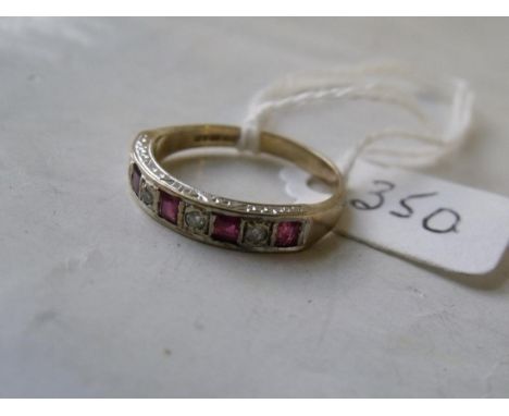 9ct ruby and diamond half eternity ring    