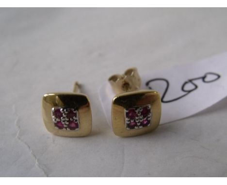 Pair of square 9ct ruby earrings     